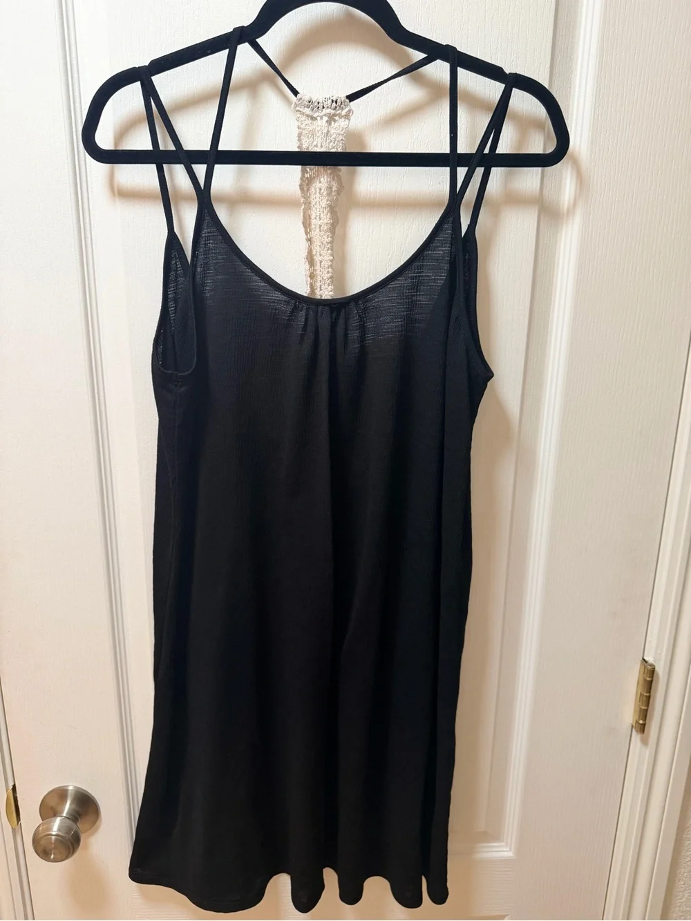 Black Strappy Lace-Back Swim Coverup
